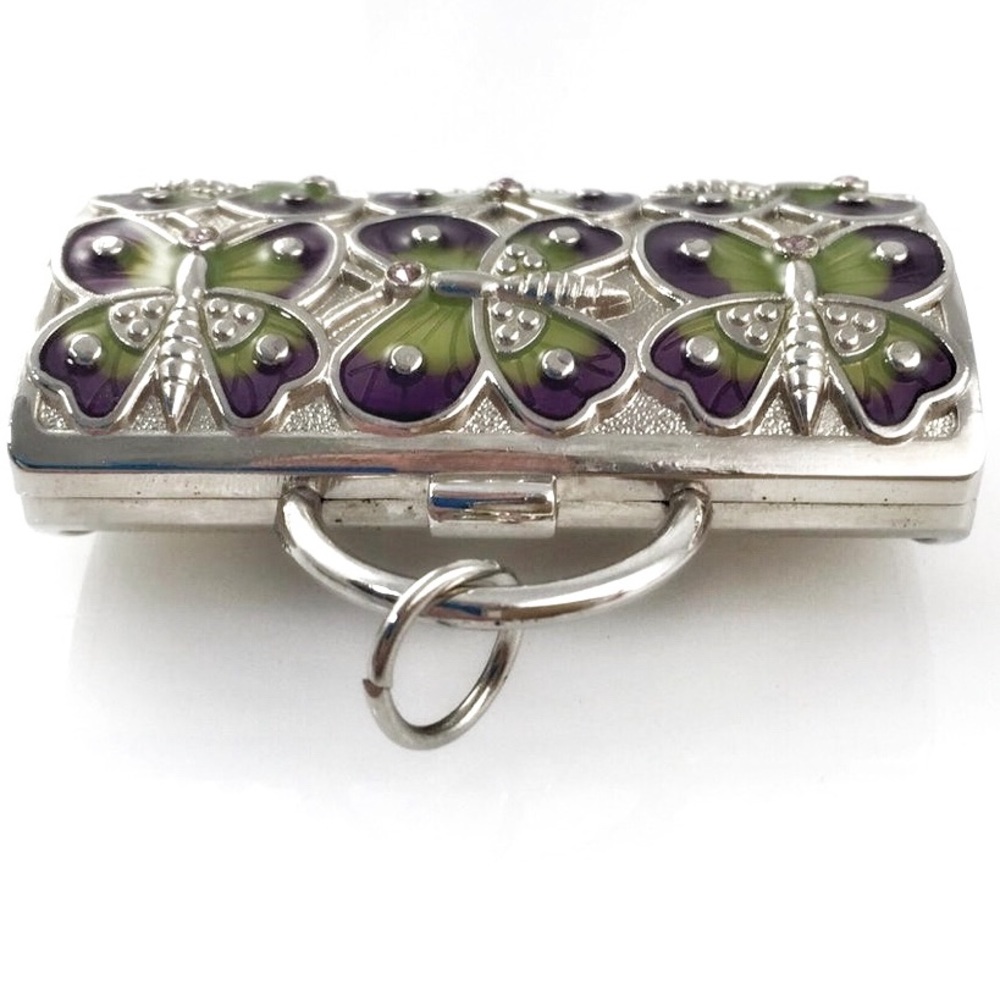 💯 Auth JUDITH LEIBER Pill Box Keychain - Picture 4 of 6
